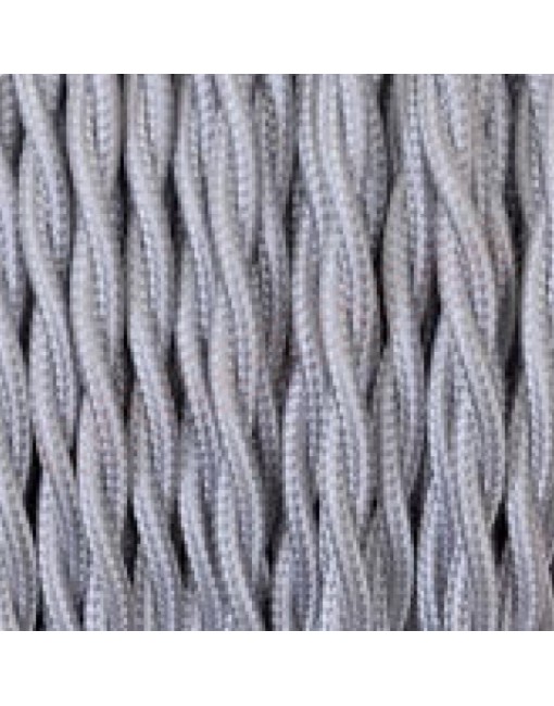 Cavo elettrico tessile trecciato effetto seta 2x0,75 argento adatto per pendel. Cavi elettrici trecciati colorati Amarcords