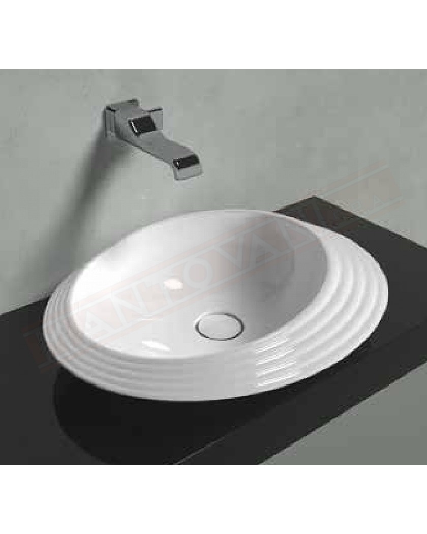 Flaminia lavabo Spire 58 da appoggio 58 cm x46 cm h 14 cm bianco lucido con decoro a rilievo