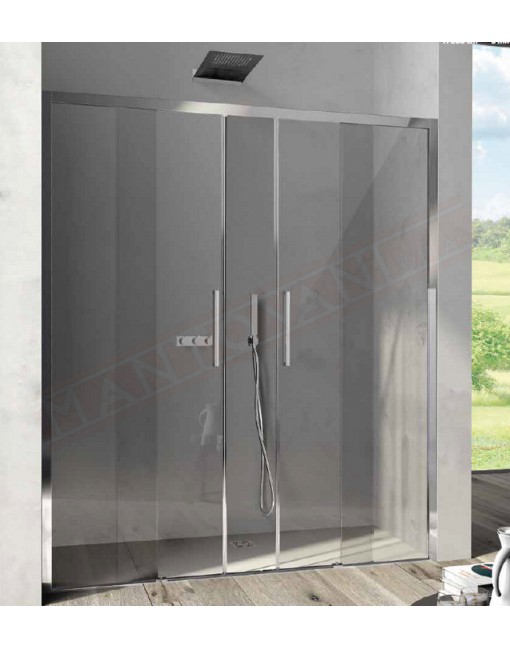 CSA box doccia Lia N 2FS porta doccia per nicchia con due vetri fissi e due anta scorrevole 6mm misure da 125 a 170