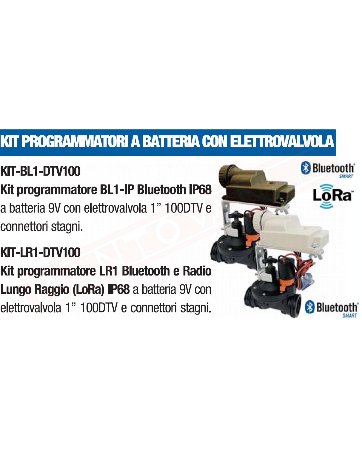 Solem kit-lr1-dtv100 elettrovalvola programmatore 1 zona bluetooth radio LoRa a lungo raggio