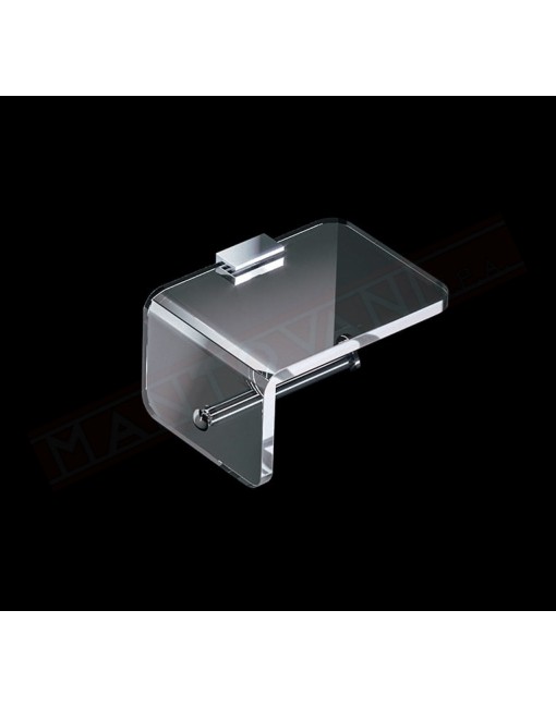Tl.bath Simple portarotolo e portasapone 160x90x129 mm in plexyglas trasparente e ottone cromato