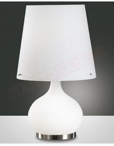 Fabas Ade lampada da appoggio in vetro soffiato bianco diam cm 32 h cm 58 con doppia accensione