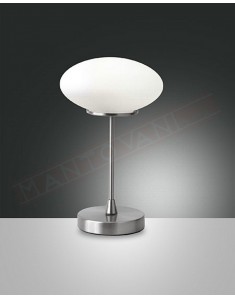 Fabas Jap lampada da tavolo in vetro soffiato bianco e metallo nikel a led 5w 450lm 3000k con regolazione al tocco