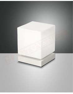 Fabas Brenta lampada da tavolo in vetro soffiato bianco metallo bianco a led 6w 540lm regolazione al tocco