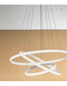 Gea Luce Iole sospensione 3 anelli diam 40-60-80 cm montatura in metallo bianco led 62w 3750lm 3000k