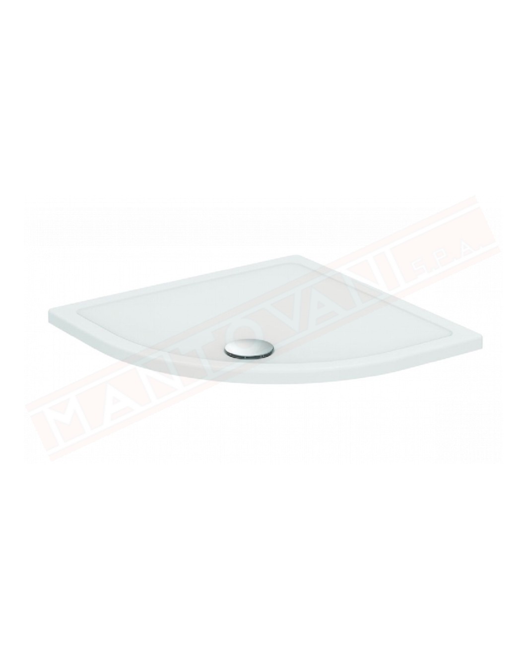 Ideal Standard piatto doccia Connect 2 80x80x4 con un lato curvo in ceramica antiscivolo foro piletta 90 mm non fornita