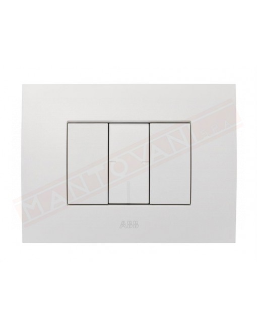 ABB placca Etik square bianco 3 moduli serie Mylos