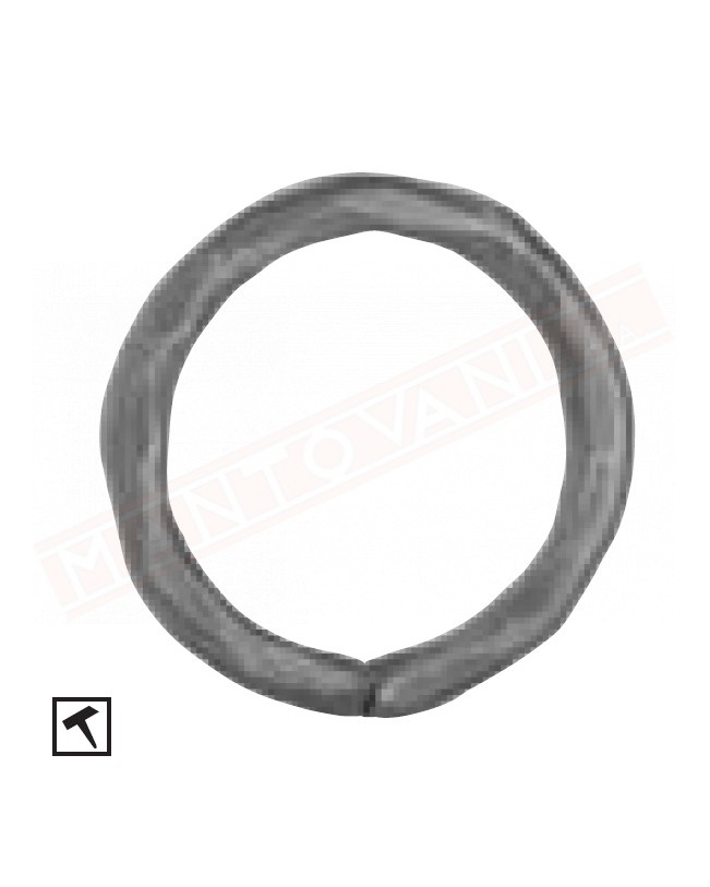 Cerchio in ferro 14 diametro 130 mm martellato . Anello in ferro decorativo per cancelli e inferriate
