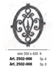 Rosone pantografato in ferro battuto mm 350x430 altezza spessore 6