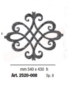 Rosone pantografato in ferro battuto mm 540x430 altezza spessore 8