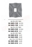 Piastrina in ferro stampato mm 50 x 50 h Sp.6 con foro centrale quadro mm 12,5 per cancellate e inferriate.