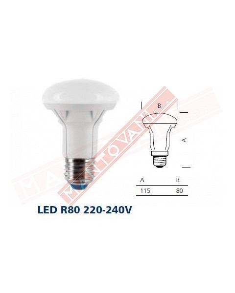 LAMPADINA LED R80 220 -240V W 9 E27 LUMEN 700 CLASSE ENERGETICA A+ 2700 K fp