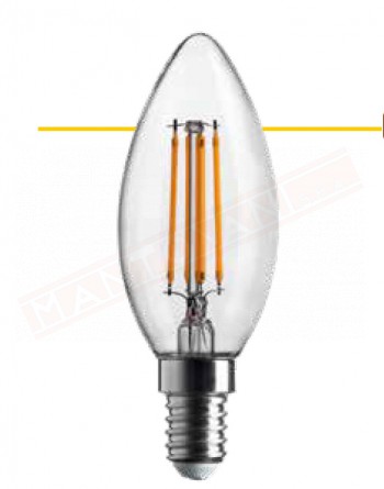 Lampadina oliva e14 led stick trasparente 97x35 6.5w 4000k luce fredda = lampadina da 60w 806 lumen non dimmerabile classe en. E