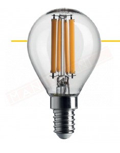Lampadina led filamento 80x45mm sfera trasparente 6w = 60 w 806 lumen 4000k classe energetica A++ non dimmerabile