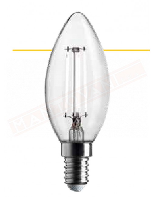 Lampadina oliva led filamento bianco 97x35mm trasparente E14 6.5w = 60 w 806 lumen 3000k classe energetica F non dimmerabile