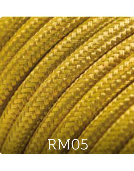 Cavo elettrico tessile tondo effetto seta 3x0,75 oro adatto per pendel. Cavi elettrici colorati Amacords