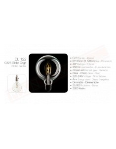 Amarcords lampadina led globe 125 e27 chiara 4 w 250 lumen 2000 k tono caldo victorian led classe energetica A++ 125x178mm