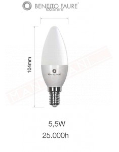 BENEITO FAURE LAMPADINA LED OLIVA E14 5.5W LUCE CALDA 500 LUMEN CLASSE ENERGETICA A+