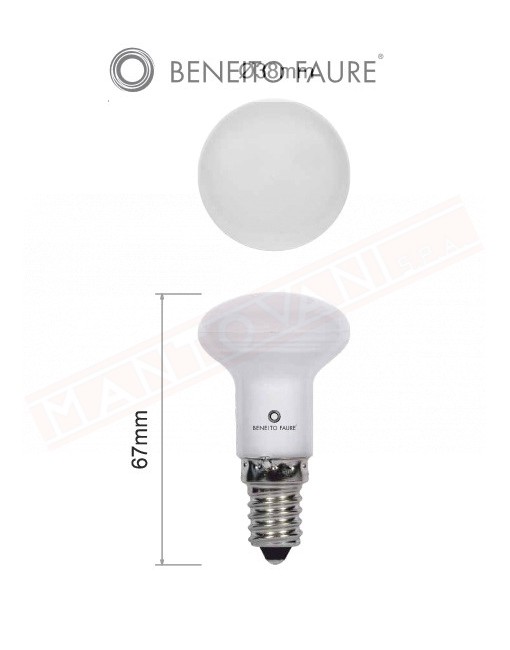 BENEITO FAURE LAMPADINA LED R39 E 14 3W LUCE CALDA 308 LUMEN CLASSE ENERGETICA A++