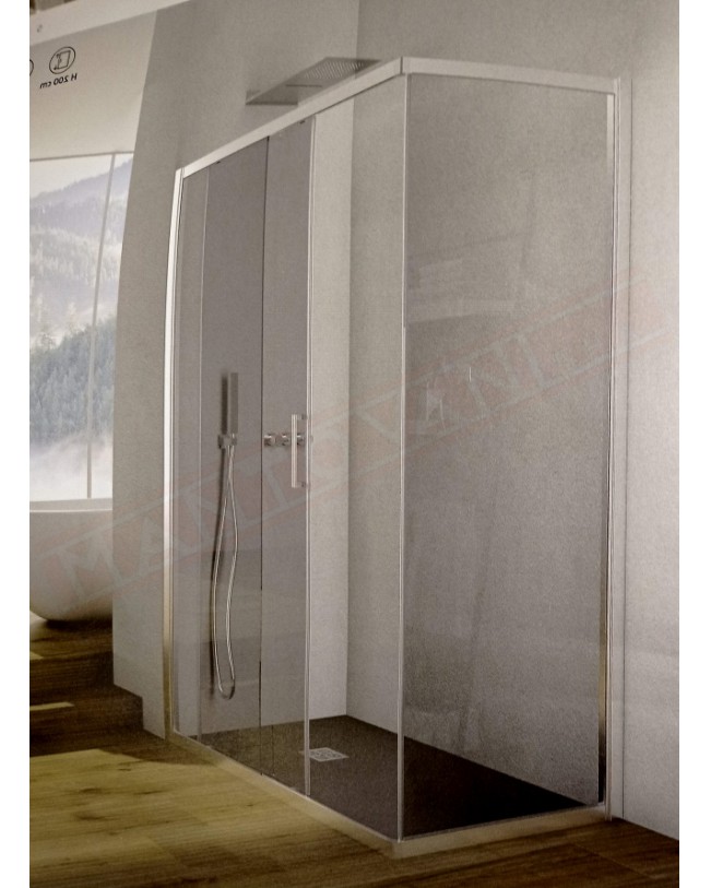 CSA box doccia Athena AFS+L per piatto doccia angolo con anta scorrevole + fisso vetro 6 mm misure da 97 a 170 fisso 67 90 h200