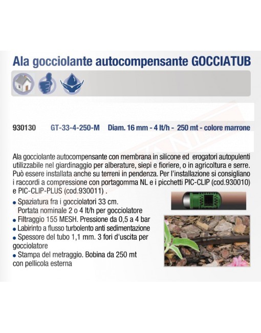 DT PRO ALA GOCCIOLANTE GT-33-4-250-M 33CM 4 L\H AUTOCOMPENSANTE