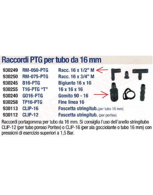 DEL TAGLIA RM-50-PTG RACCORDO MASCHIO 16X1\2"M
