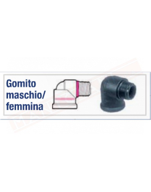 DEL TAGLIA GMF-050-G GOMITO MASCHIO FEMMINA .1\2"MX1\2"F IN PLASTICA