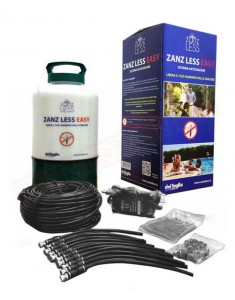 Zanz Less Easy kit completo antizanzare con serbatoio pompa a batteria , timer, 30 metri tubo e 10 ugelli con raccordi