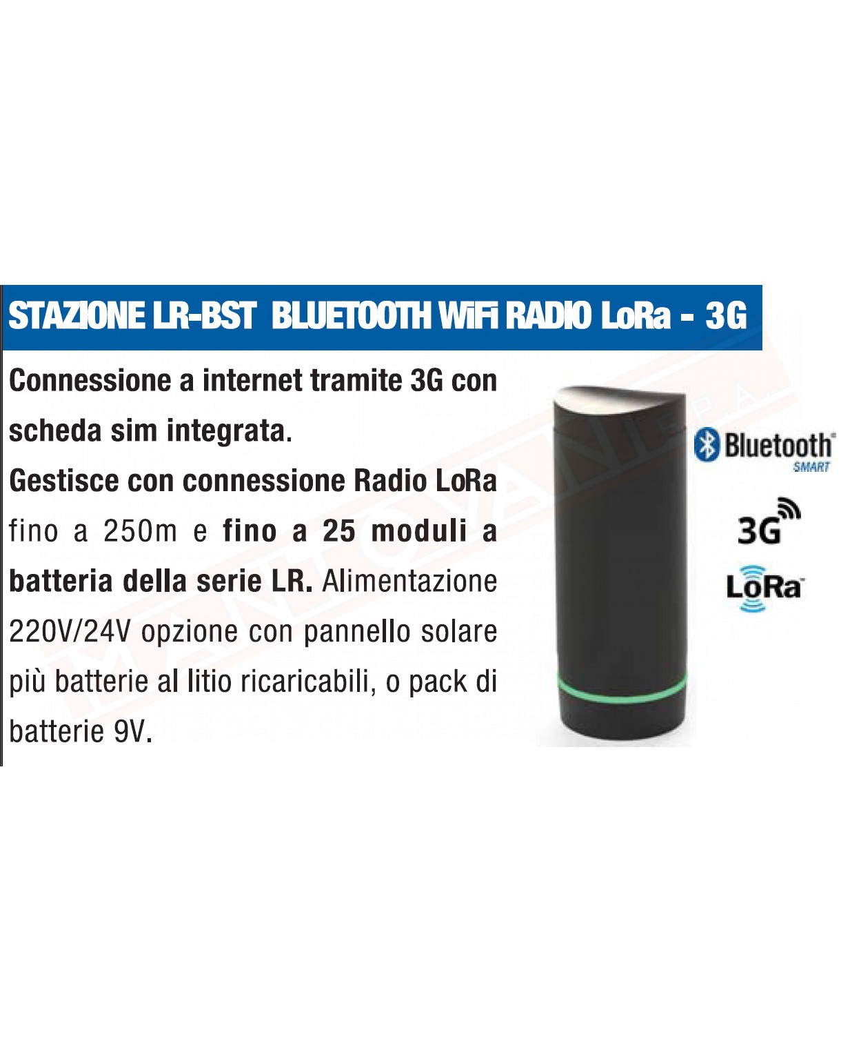DT pro stazione lr-bst-25 bluetooth - 3g- radio lungo raggio LoRa connessione alla rete 3g con scheda sim non inclusa