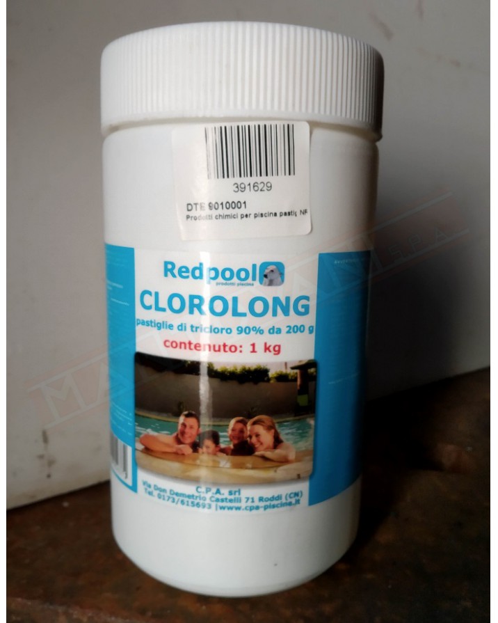 Prodotti chimici per piscina pastiglie cloro da 200 grammi lenta dissoluzione confezione da 1 kg
