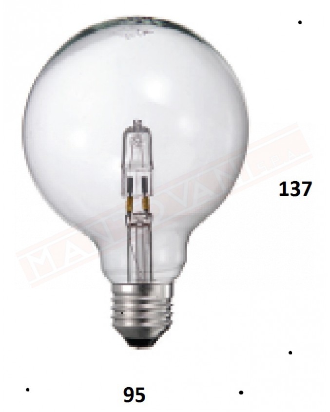 LAMPADINA GLOBO DIAMENTRO 95 E27 42W 230V TRASPARENTE CLASSE ENERGETICA C