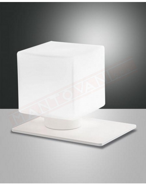 Fabas Zara lampada da tavolo in vetro soffiato bianco e metallo bianco regolazione al tocco con dimmer diametro cm 17 h. cm 20