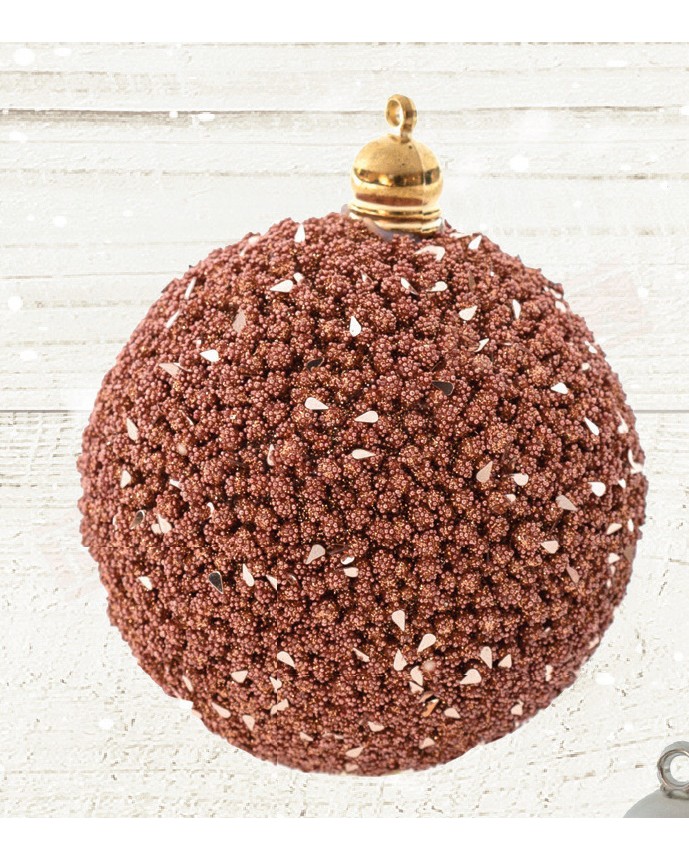 Addobbi per albero Natale sfere rosa glitter diametro 80 mm