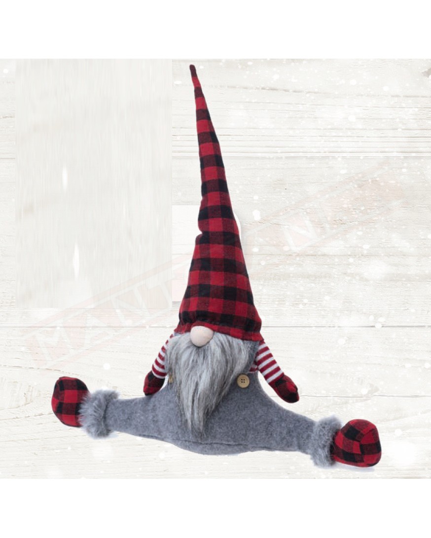 Gnomo paraspifferi con cappello scozzese h 43 cm , larghezza 55 cm . Non adatto come gioco per bambini