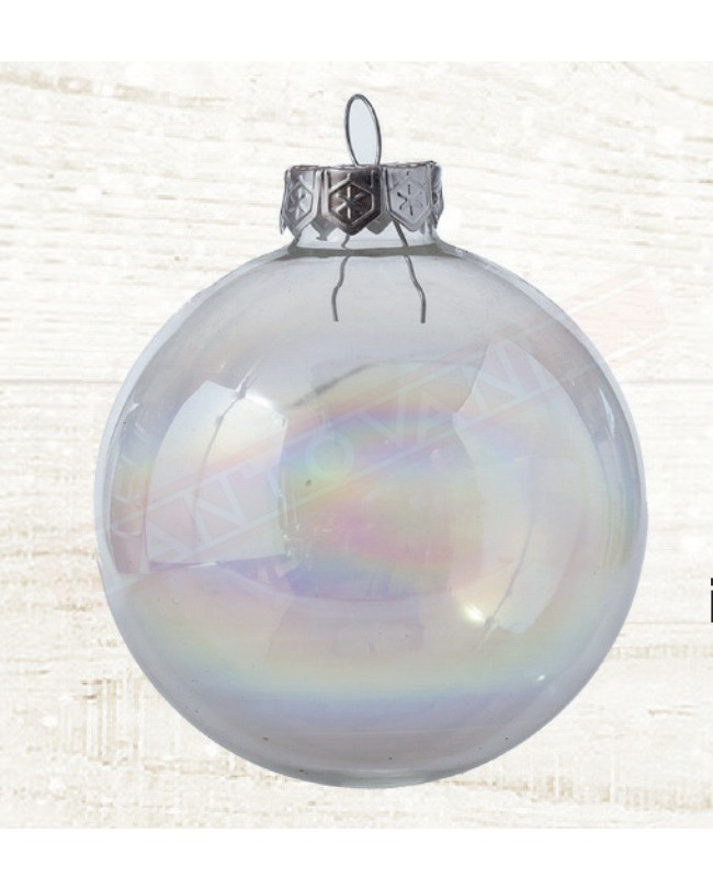 Palline per albero di natale in vetro iridescente diametro 60 mm confezione da 10 pezzi