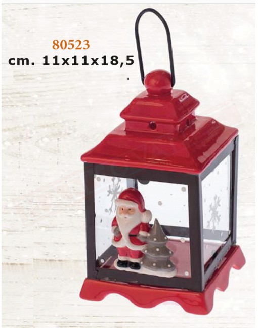 Lanterna rossa con Babbo Natale 11x11