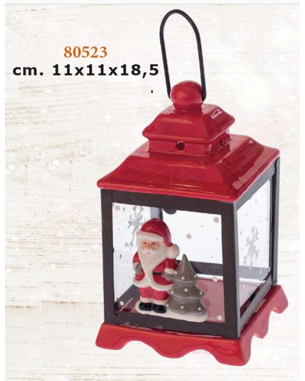 Lanterna rossa con Babbo Natale 11x11
