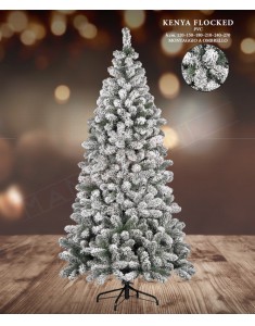 Albero di Natale CM 180 500 rami in pvc innevati con apertura rami ad ombrello diametro 79 cm base in metallo