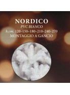 ALBERO DI NATALE NORDICO CM 210 600 RAMI A GANCIO IN PVC BIANCO ,CON BASE IN METALLO diametro 130 cm