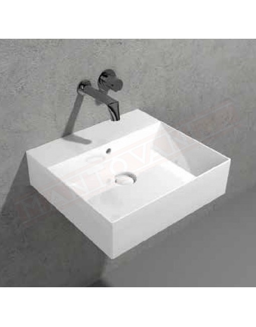 Flaminia lavabo bianco opaco applight 5047 da appoggio sospeso 50x47x14 senza fori rubinetto predisposto per tre