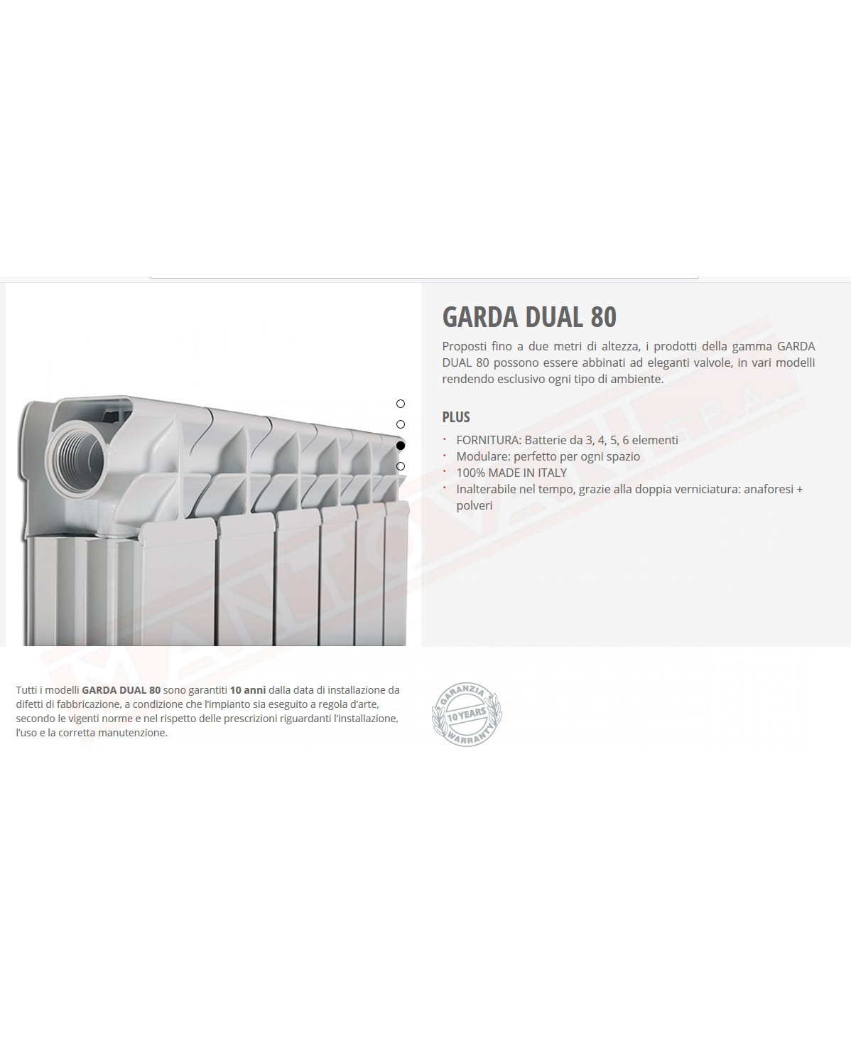 Fondital Garda dual 80 1800 Radiatore alluminio bianco ral 9010 Prezzo a elemento fornito in batterie da 3 o 4 5 6 elementi