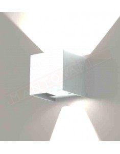 Zora lampada a parete per esterni ip65 in alluminio bianco cm 12x12x12 a led 2x10w 3000k 4000k 5500k
