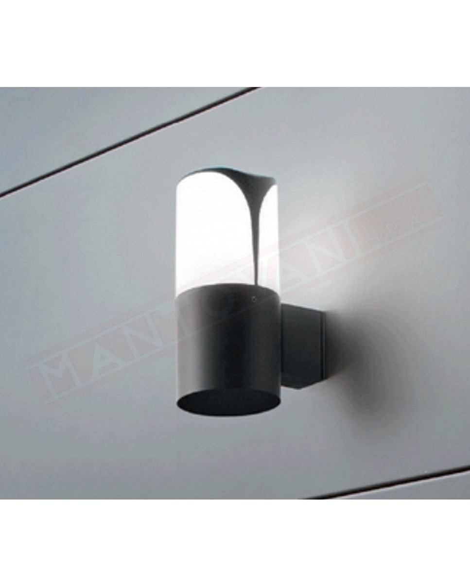 Lampada a parete per esterni ip44 in alluminio grigio antracite cm 9x14x18 1xe27