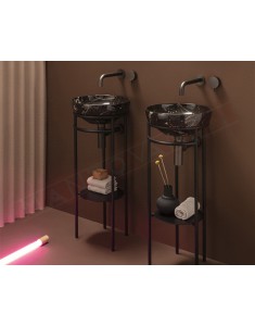 Globo portalavabo in metallo tondo da completare con lavabi piani e accessori nei colori desiderati