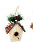Addobbo natalizio shabby chic casetta per ucellini da appendere all albero misure 5-6 cm h 13 16 cm