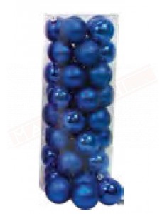Cilindro con 40 palline natalizie blu plastica lisicia glitter diametro 60