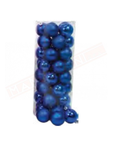 Cilindro con 40 palline natalizie blu plastica lisicia glitter diametro 60