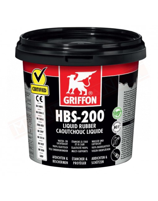 Griffon Hbs - 200 gomma liquida atossica a base acqua confezione da 1 lt testare prima il prodotto e pulire bene superficie fp