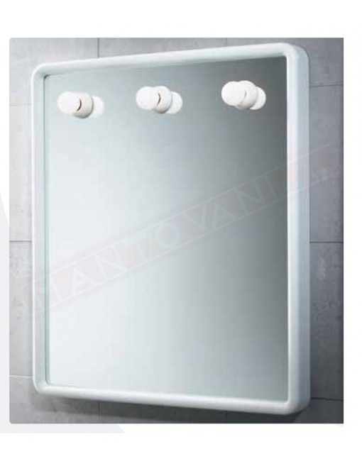 Gedy specchio bagno bianco 60x70 con luci (non incluse) misure art 60x6,6x70 .