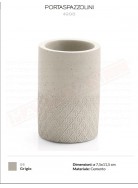 Gedy G.Afrodite portaspazzolini grigio in cemento e bambù misure art. diametro 8,5x8,5x12,5